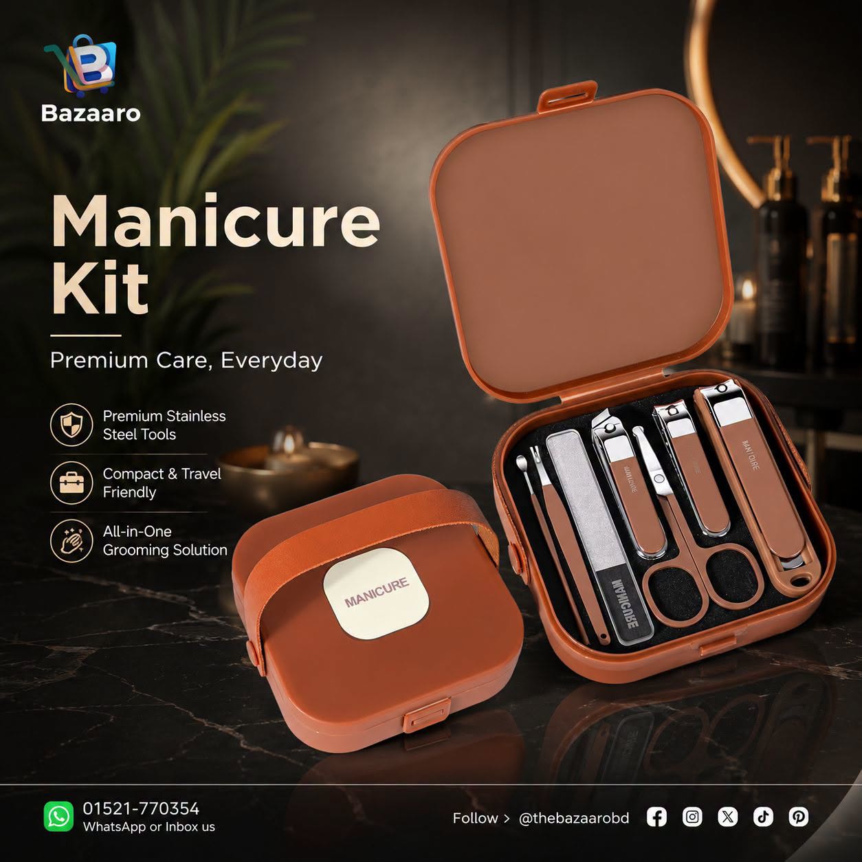 7-in-1 Portable Manicure & Pedicure Grooming Set